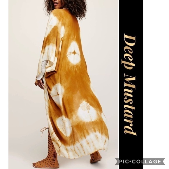 Blu Trends Tops - Deep Golden Sunset Midi Kimono